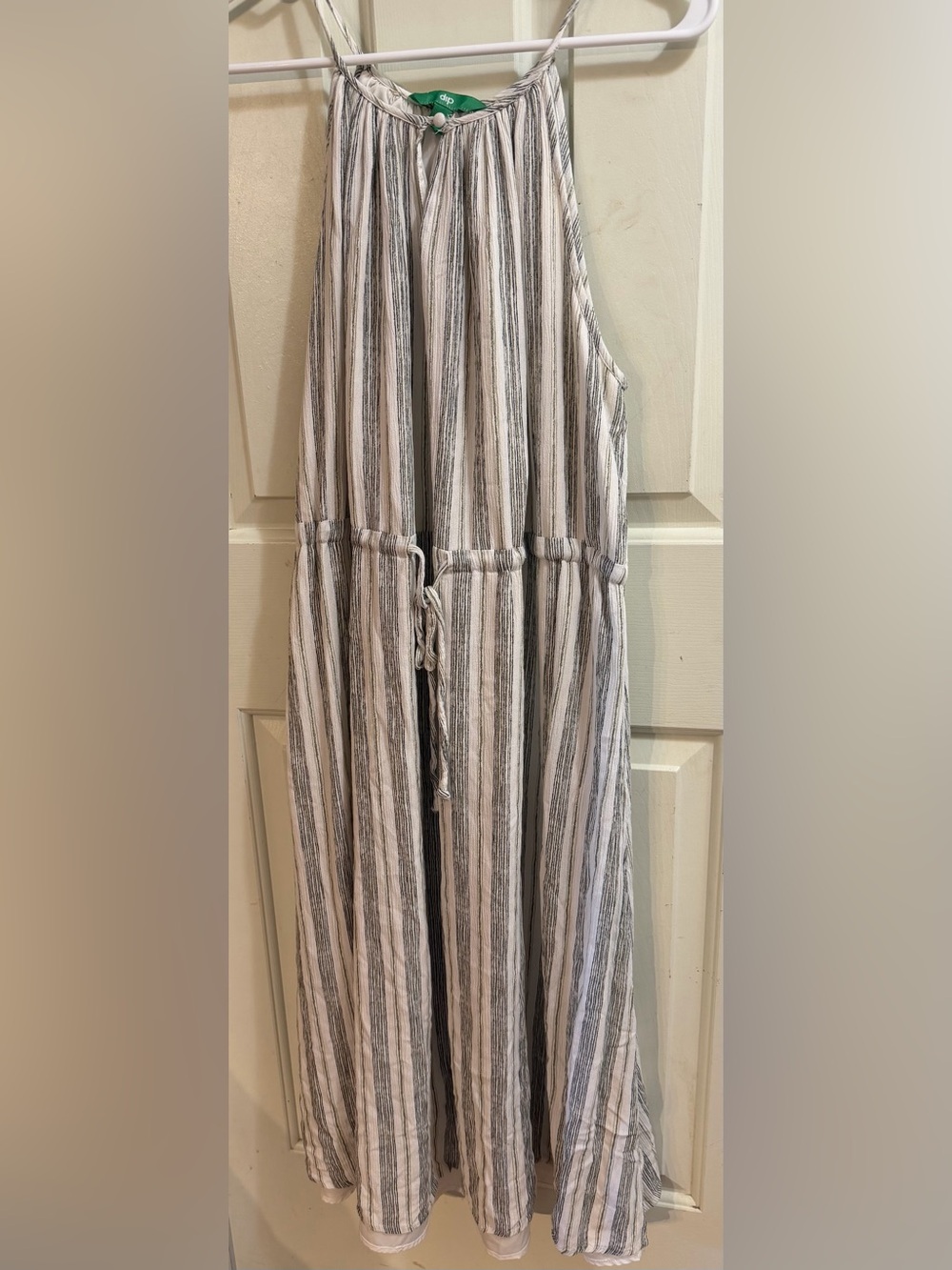dip White and Green Shaded Striped Maxi Dress